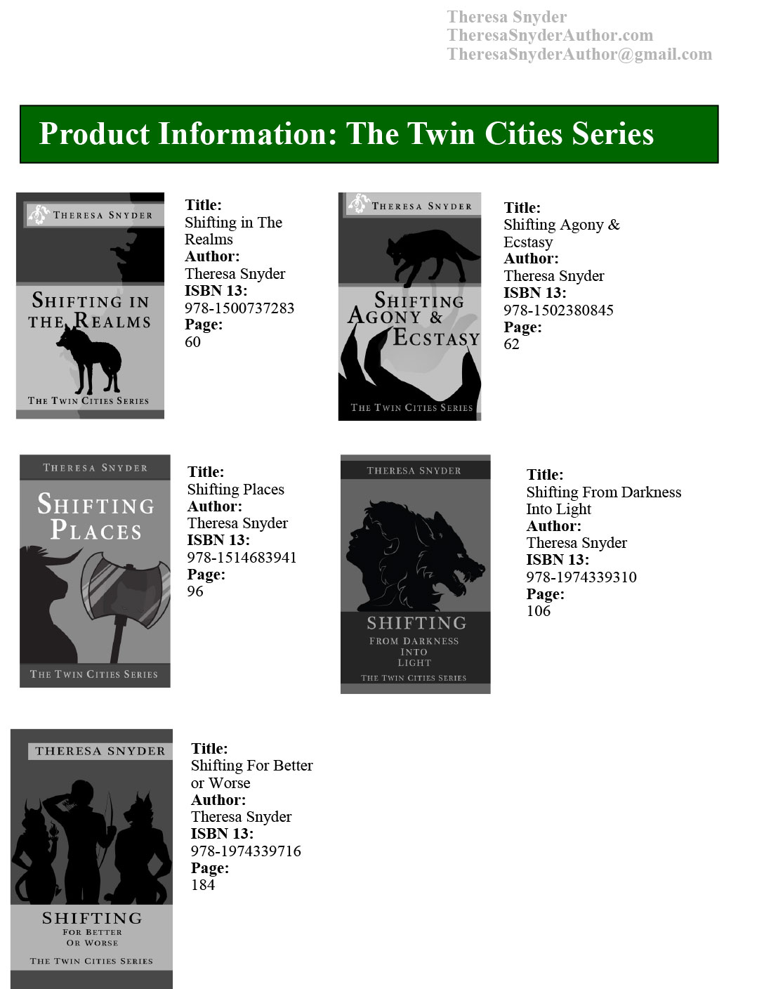 Product info: The Twin Cities Series